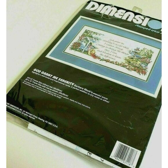 Cross Stitch Kit Dimensions God Grant Me Serenity Stamped 1991 NISP Vintage 16X8 - Picture 2 of 6